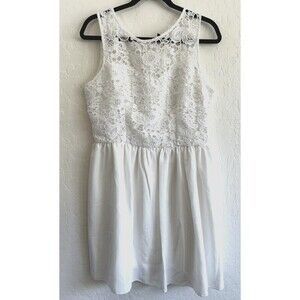 Shein Lace Mini Dress Woman's Size L White Sleeveless‎ Minimal Summer